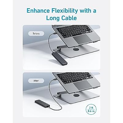 Anker USB C Hub 4 Ports, Multiple USB 3.0 Hub with 5Gbps Data Transfer, Extender for Type C Port Laptop, PC, Desktop and More (2 ft USB-C Connector, Charging Not Supported)