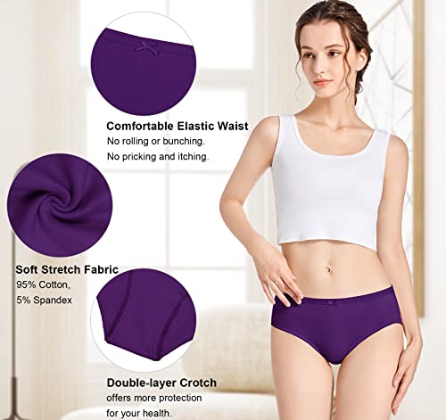 Vivisoo Womens Mid Rise Tag-Free Organic Cotton Bikini Panties Basic Soft Junior Period Underwear For Teen Girls Muti-Color Pack X-Small #TOP1
