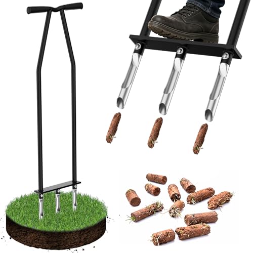 Manual Core Lawn Aerator con 3 púas de acero inoxidable miniatura 1