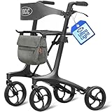 VOCIC Z75 Carbon Rollator Faltbar und leicht mit Sitz, 5,5kg Ultralight Rollator Schmal für...