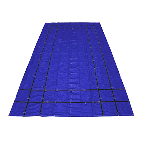 US Cargo Control Heavy-Duty Steel Tarp - 16 Foot x 27 Foot Flatbed Tarp - Blue 18 Ounce PVC-Coated Polyester Waterproof Material - Protects Your Flatbed Trailer Cargo from Wind, Snow, Rain, and Sun