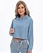 milanpavilion Women's Drawstring Cropped Hoodie Casual Plain Fashion Hoodies Workout Crop Tops Sweatshirt Long Sleeve Top Blue