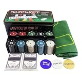 Coffret de Jetons de Poker - Set De Jeu Texas Holdem Complet avec Jetons,Équipement de Jeu Antidérapant Idéal pour Les Hommes Adultes Lors de Soirées, Jeux de Craps, à la Maison ou en