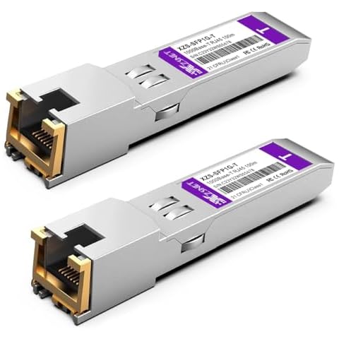 XZSNET 1000BASE-T SFP Transceiver, SFP to RJ45, 1.25G Copper SFP to Ethernet Module Compatible with Cisco GLC-T/SFP-GE-T, Ubiquiti UniFi UF-RJ45-1G, Mikrotik, Meraki, Netgear, D-Link and More, 2 Pack Cover