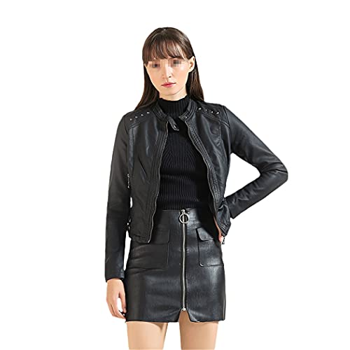Veste en cuir synthétique haut de gamme avec rivets et velours fins