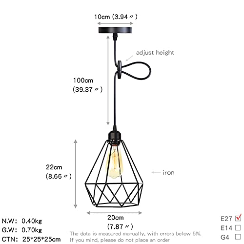 Lampe Suspendue pour Plafond Bas avec Cordon Noir Réglable Pratique - 2