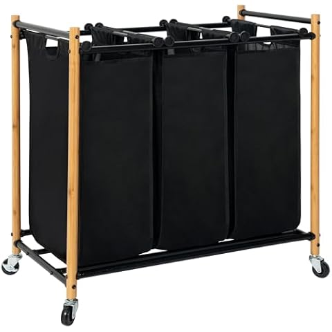 STORAGE MANIAC 3 Section Bamboo Laundry Sorter Cover
