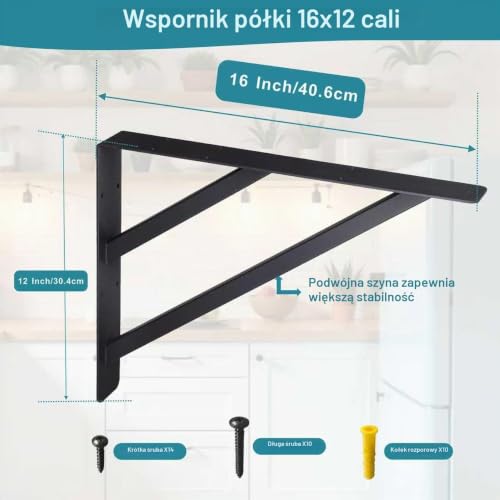 VANROUG Wsporniki na Blacie 40 cm x 30 cm x 5 cm, Montowane na Ścianie, Solidne Wsporniki L do Rusztowań, Blatu Roboczego