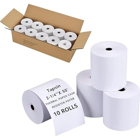 2-1/4'' X 50' Thermal Receipt Paper- 600 Rolls,Credit Card Paper Rolls Thermal,Fits 58mm Thermal POS Printer,Cash Register Roll,Premium Thermal Printer Paper,58mm Terminal Credit Card Machines Cover