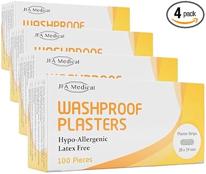JFA Medical Washproof Small Strip Plasters 19 x 38mm - Multipack 4 Packs of 100