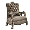 Acme Dresden Tufted Chair with 1 Pillow in Bone Velvet and Gold Patina