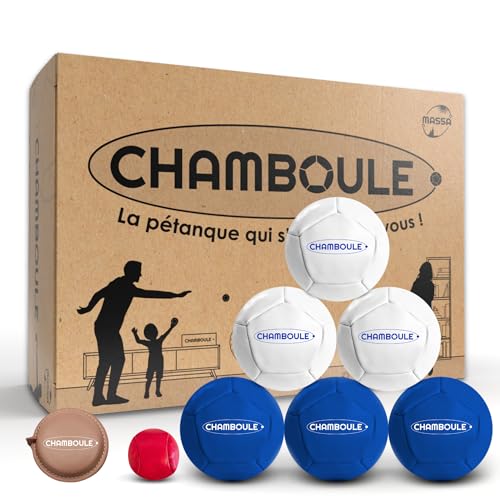 MASSA | CHAMBOULE - Jeu de Pétanque Intérieur et Extérieur - Boules Bleues et Blanches - Kit avec Cochonnet, Mètre et Sac de Transport - Pétanque Tout...