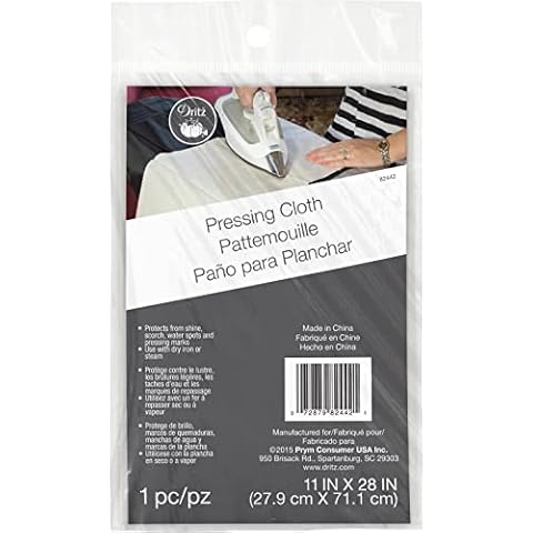 Dritz Clothing Care 82442 Pressing Cloth, 11-Inch x 28- Inch , White Cover