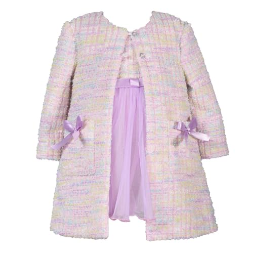 Bonnie Jean Girl's Spring Easter Dress and Coat Set for Baby, Toddler and Little Girls, Lavender Boucle, 18 Months