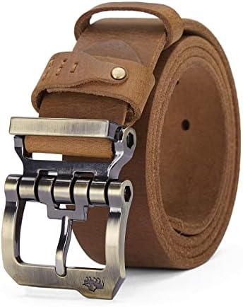 BISON DENIM Men's Belts Leather Dress Genuine Leather Classic Heavy Duty Buckle Belt Casual for Jeans