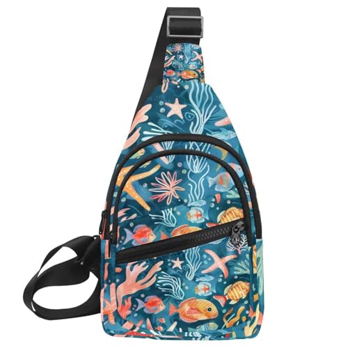 Sac à dos à bandoulière anti-ballottement avec motif marin pour running