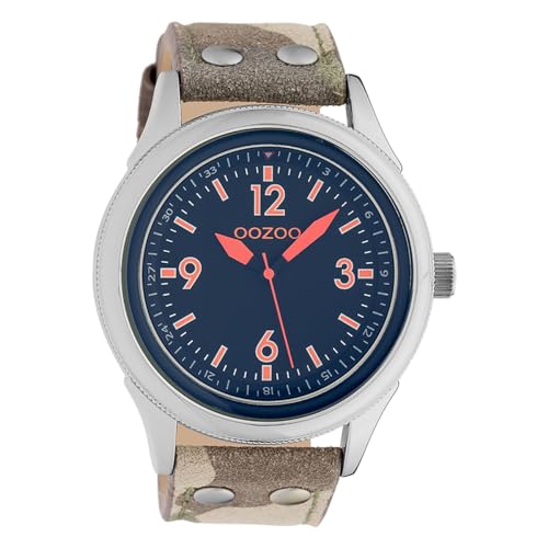Oozoo Unisex Armbanduhr Timepieces Analog Leder Camouflage braun UOC10354 Analoguhr