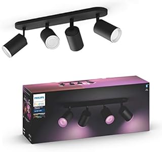 Philips Hue Fugato White & Colour Ambiance Smart 4x Ceiling Spotlight Bar LED (GU10) with Bluetooth, Black, Works with Alexa, Google Assistant and Apple HomeKit
