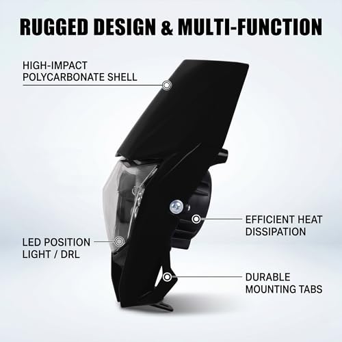 Image of AnXin Dirt Bike LED Headlight,Motorcycle Headlights Kit Universal for CRF250R CRF250F CRF450R CRF250L CRF450L XR650L Most Dirt Pit Bike Supermoto Enduro Motocross Black