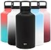 Simple Modern 64 oz Summit Water Bottle - Stainless Steel Half Gallon Flask +2 Lids - Wide Mouth Double Wall Vacuum Insulated Black Leakproof Thermos - Midnight Black