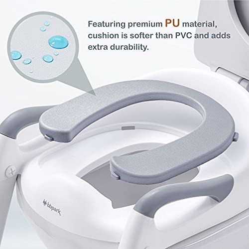 Bbpark Potty Training Seat with Ladder, Toddler Potty Seat for Toilet with Step Stool for Kids, Splash Guard and Wide Pad for Boys Girls, Stable Without Slipping - Thumbnail 4