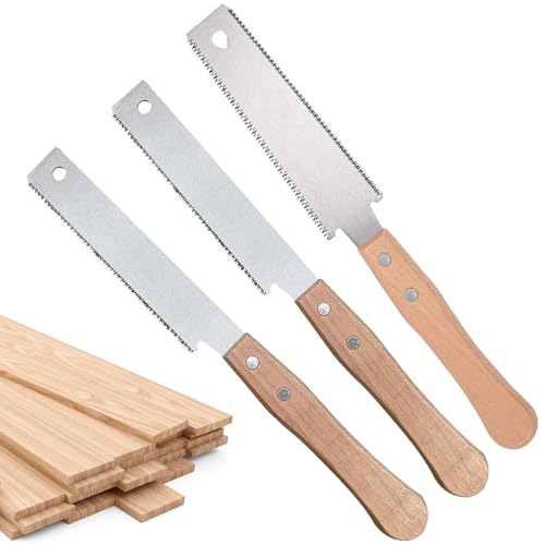 3 Stück Japansäge Handsäge Japansägen: 300mm Holzsäge mit Doppelseitiger Sägezahn, Japansäge Set SK5 Karbonstahl Japanische Säge, Japansäge Leichte Zugsäge für Feinschnitte Hart- und Weichholz, DIY