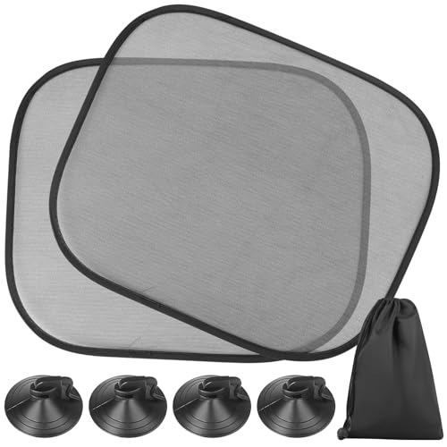 2 Piezas Protector Solar para Coche Bebé con Protección UV UPF50+, Universal para Ventanas Laterales y Traseras, 44x36cm, con Ventosas y Bolsa de Cordón
