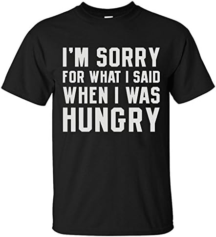 XBENG Men's Im Sorry For What I Said When I Was Hungry Simple Short Sleeve T-shirt black S
