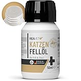 ReaVET Katzen Fellöl 50ml - Fellpflege, Katzenpflege, Haut & Fell Futteröl I Futterergänzung für glänzendes Fell & Vitale Haut, Kaltgepresst, Reich an Omega 3 & Omega 6 Fettsäuren