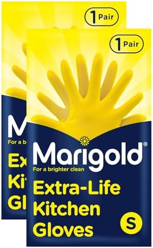 Marigold Unisex Gloves, Marigold Extra Life Kitchen Gloves Small, Yellow