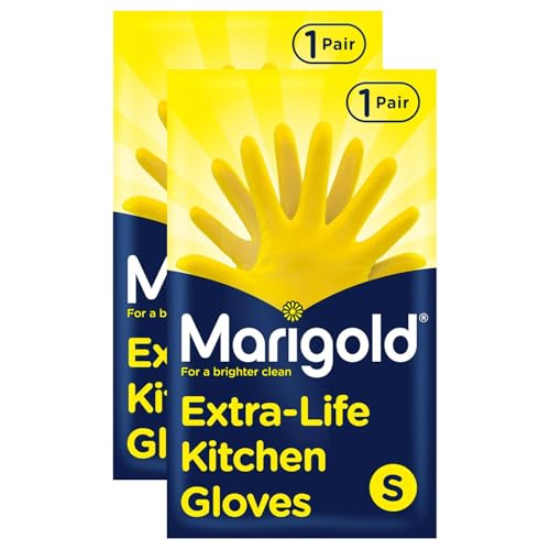 Marigold Unisex Gloves, Marigold Extra Life Kitchen Gloves Small, Yellow