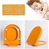 PP Colored Toilet Seat, Soft Close Toilet Seats, Slow Quiet-Close Lid and Seat, Easy to Install Also Easy to Clean, Top Mount, D/U-Shaped,Orange,36x44.5cm