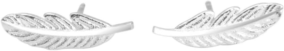 Silver Feather Stud Earrings leaves Studs Earrings for Women