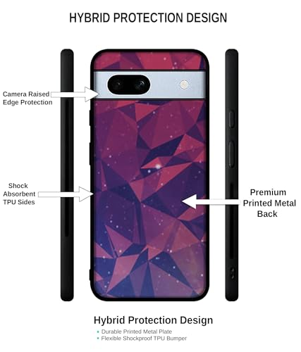 Image of Bad Color Shape Design Premium 2D Printed Metal Back Case Cover for Google Pixel 7A 5G, Purple