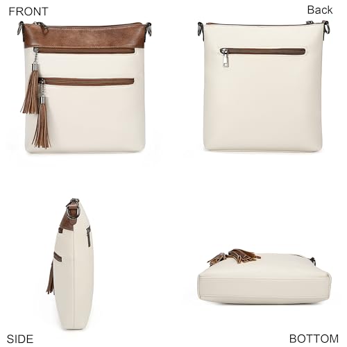 Image of Uromee Crossbody Bags for Women Trendy Vegan Leather Multi Pocket Tassel Ladies Shoulder Handbag Purse Adjustable Strap