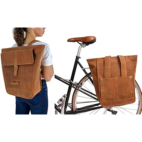 Gusti Gepäckträgertasche Leder - Carmine P. 2-in-1 Fahrradtasche Fahrradrucksack Rucksack & Gepäckträgertasche Echtes Leder Braun Cover