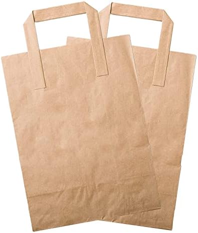 FIRST CHOICE KAYA Brown Paper Carrier Bag With Flat Handles Medium Size Ideal For Party Bags Gift Sandwich Food Takeaway Shopping 18 X 21 + 9 cm Sold by KAYA LTD (50)