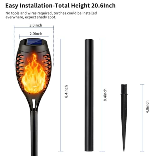 16Pack Solar Torch Lights, Solar Lights Outdoor Waterproof, Flickering Flame Garden Lights Solar Powered, Outdoor Solar Lights for Yard, LED Tiki Torches for Outside Pathway Yard Garden Décor by Kurifier - Image 5