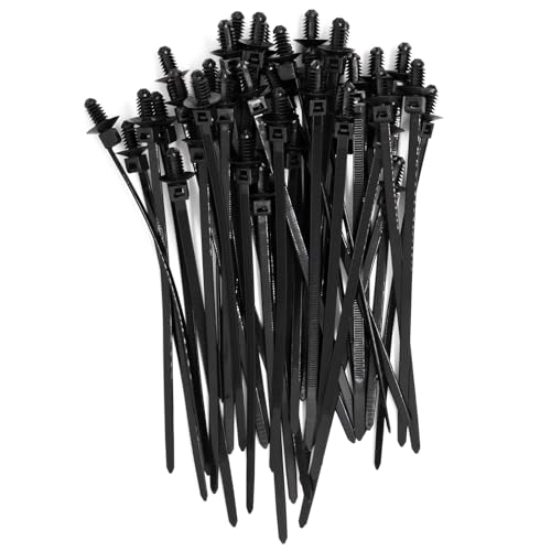 Push Mount Cable Zip Tie Black Fir Tree Cable Ties Compatible with Cars Boat Trailer Nylon Cable Ties - 6.7 Inch,40pcs