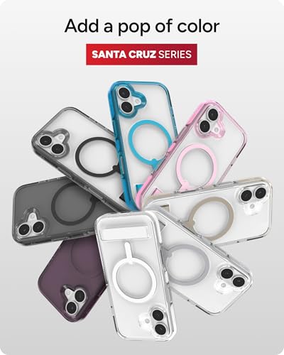 Image of ZAGG Santa Cruz Snap Case with Kickstand for iPhone 17 - White, Drop Protection (13ft /4m), MagSafe Charging Compatible, ClearGuard Anti-Yellowing Technology, Scratch Resistant Phone Case