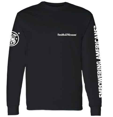 Smith & Wesson Camiseta masculina estampada de manga comprida oficialmente licenciada, Empowering Am