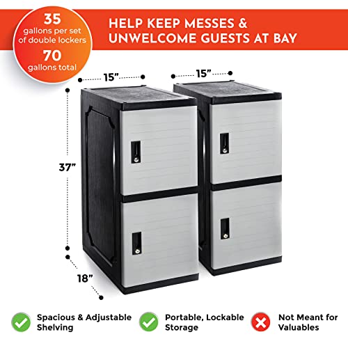 4 Door Locker Storage Cabinets - Set Of 4 Large Lockers, Connectors, 2 Keys, & 2 Shelves – Home, Office, Garage, & Bathroom Organization And Storage By Jink, 37 X 15 X 18In/Unit, 35 Gallons Each #TOP1