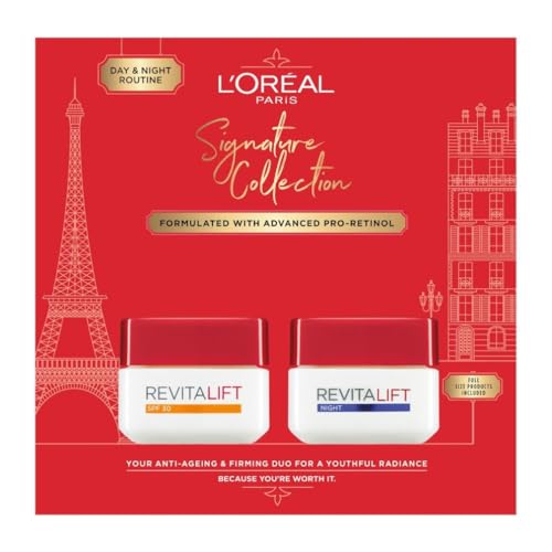 Image of L’Oréal Paris Gift Set, Includes Day and Night Cream, Revitalift Pro Retinol Day and Night Giftset For Anti-Wrinkle, Firmness and Hydration, Signature Collection