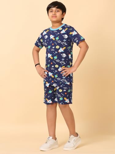 Image of Boys Halfsleeves Cotton Solid /Printed T-Shirt & Shorts Summer Co-ord Set /Clothing Set /Casual wear