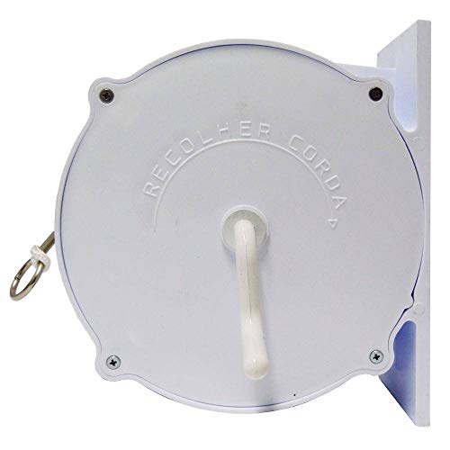 VARAL de Parede Recolhível Cor BRANCO 30mt Fio Nylon Completo com Kit Buchas para Fixação