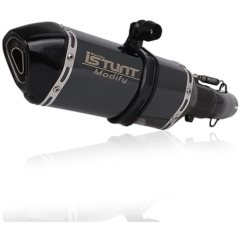 ISTUNT Motorcycle Slip on Half Exhaust System Muffler Pipe for KAWASAKI Ninja250 Ninja300 Ninja 400 Z400 EX400 2018-2023 Full Gossy Black Cover
