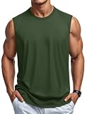 [TACVASEN] タンクトップ メンズ 速乾 コットン ノースリーブ 肌着 夏 袖なしtシャツ バスケ インナー スポーツ グリーン XL