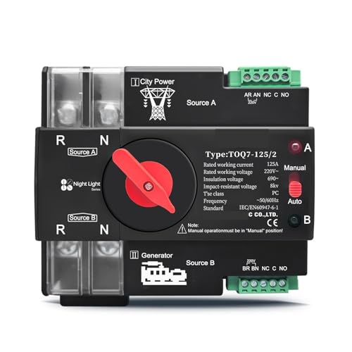 ATS 220V commutateur de transfert automatique double puissance 125A rail DIN anti-coupure