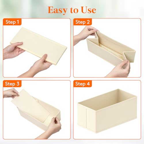 Lifewit 16 Pack Drawer Organizer, Dresser Underwear Drawer Organizer Bins, Foldable Fabric Closet Organizers, Storage Drawer Dividers, Dorm Room Essentials for Clothing, Socks, Towels, Ties Khaki - Image 6