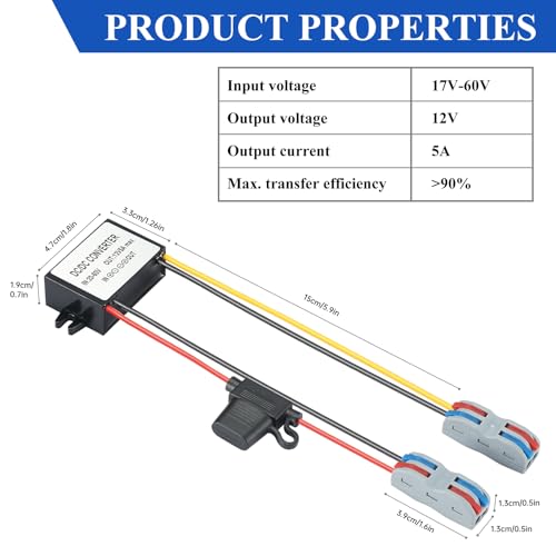 BEYIMEI DC 20-60V 24V/36V/48V para 12V5A Buck Converter Regulador de tensão Redutor de tensão à prov